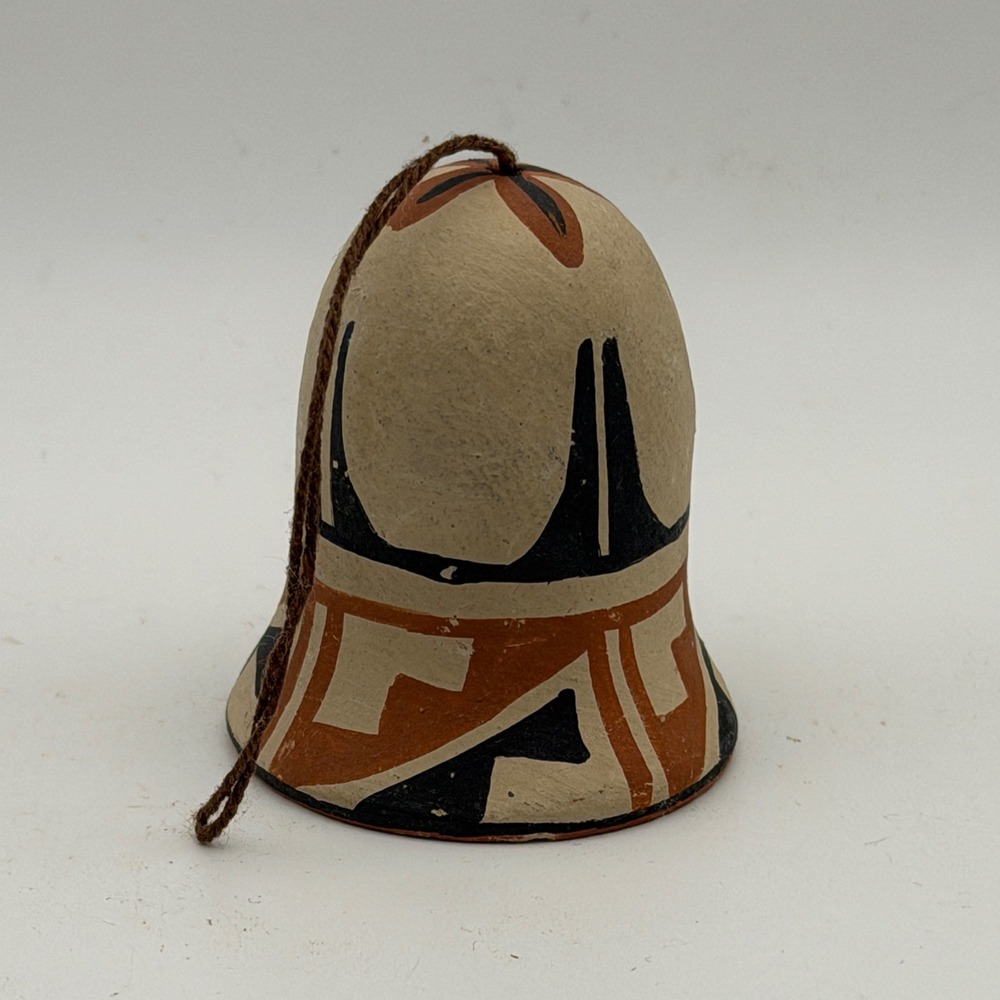 Vintage BTG Jemez Pueblo Pottery Bell Ornament Signed Tribal Southwestern Decor‎